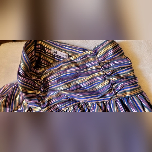 ZARA Limited Edition STRIPED MINI SKIRT Sz Large - Picture 9 of 9